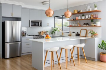 a beautiful small modern apartment kitchen professional advertising photography
