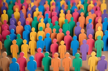 Fototapeta premium Colorful Paper People Crowd Illustration: Diversity, Unity, Community