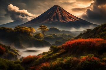 mountain in autumn generated by AI technology  