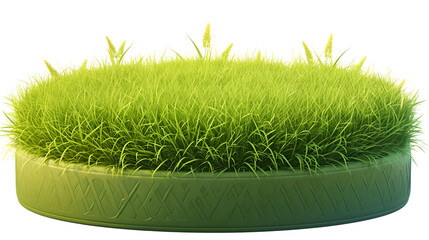 Grass Podium. Grass Platform and Easter Inscription, Natural Easter Decoration, Spring Holiday Concept, Generative AI

