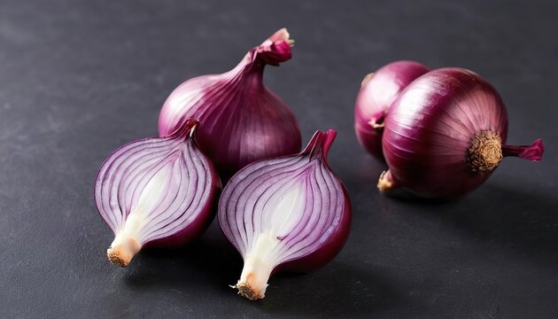 Thai red onion or Shallots. Fresh purple shallots on white background. Selected focus