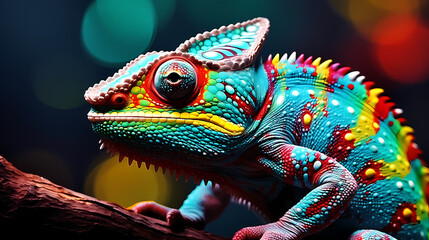 Obraz premium Colorful chameleon on background