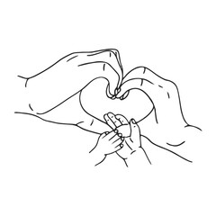 mother and child hands together drawing