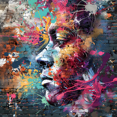 colorful splatter paint style graffiti painting  art