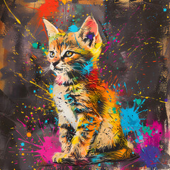 Animals Brush drawings with unique color splashes