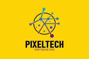 Pixel Technology Logo Design Template, Vector Logo Design