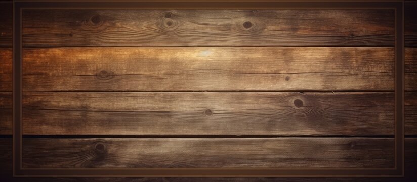 A closeup photo of a rectangular hardwood table with a rich brown wood stain. The pattern of the wood plank flooring is visible in the blurred background