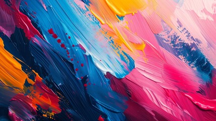An abstract background characterized by bold brushstrokes and expressive paint splatters in vibrant colors - obrazy, fototapety, plakaty