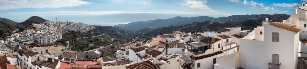 Fototapeta na wymiar Panorama of Frigiliana white town in Andalucia Spain