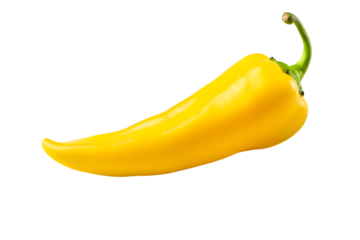 Yellow hot chili pepper, isolated on transparent background