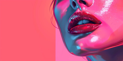 Glanzvolle Lippen: Schönheits- und Wellness-Mockup auf neutralem Hintergrund