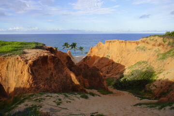 Fototapeta na wymiar Natural Monument of Beberibe, Labyrinth of the Cliffs of Morro Branco. Ceará, Brazil. 
