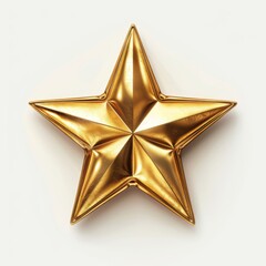 Shiny golden star award isolated on grey background - 757283388