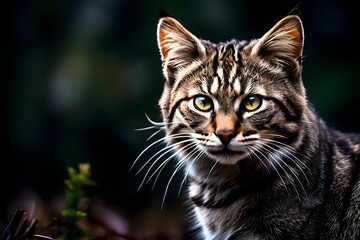Naklejka na ściany i meble european wildcat captured in mid prowl eyes