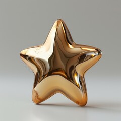 Shiny golden star award isolated on grey background - 757283731