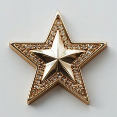 Shiny golden star award isolated on grey background - 757283794