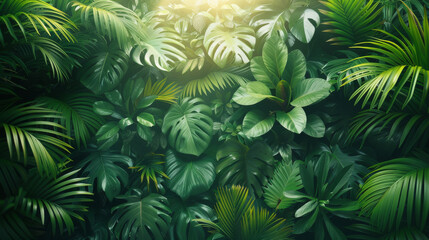 Exotic Green Leaves on White Background
