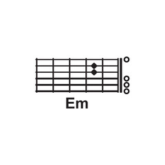 Em guitar chord icon. Basic guitar chord vector illustration symbol design