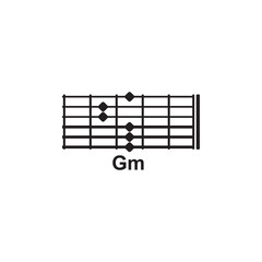 Gm guitar chord icon. Basic guitar chord vector illustration symbol design