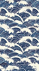 A minimalist Japanese wave pattern in a classic indigo and white color scheme