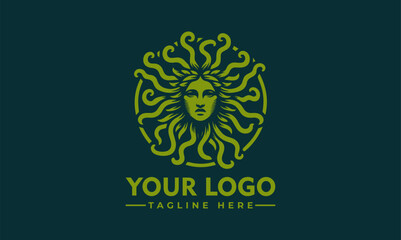 Circle Medusa Queen Logo vector for Business Identity