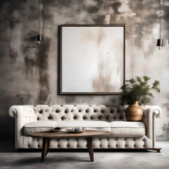 Wall/modern living room with mockup frame