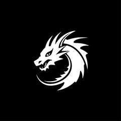 Dragon - Black and White Isolated Icon - Vector illustration