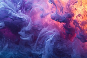 An abstract ink in water background with swirling colors and fluid dynamics
