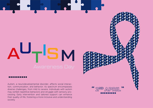 World Autism Day Colorful Puzzle Vector Banner, Social Awareness Banner
