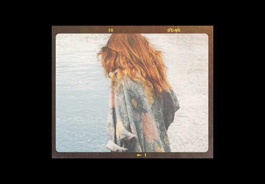 Analog Film Frame Photo Effect Mockup Template Retro Texture Vintage