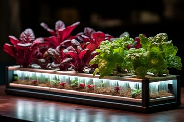 Homegrown microgreens growing in a tray at home for fresh and healthy organic harvest