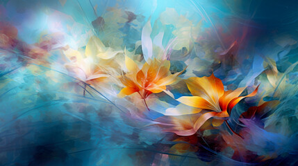 Tranquil State of Mind. Abstract flowers background representation of a tranquil state of mind, serene and calming, digital color, graphics design, visual relaxation. - obrazy, fototapety, plakaty