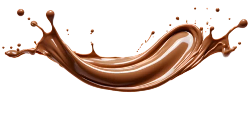 Zelfklevend Fotobehang Melted Chocolate wavy splash isolated on transparent background © Oksana