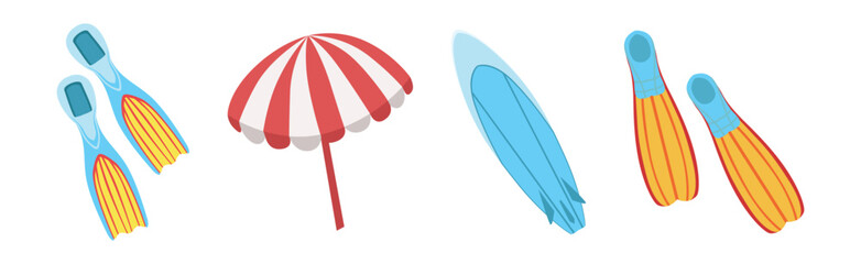 Tropical Hawaii Summer Vacation Element and Object Vector Set