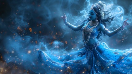 goddess Kali Ma performing the dance of creation, preservation and destruction, Hindu deity,...