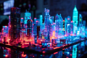 Cyberpunk cityscape lit up by RAG technology