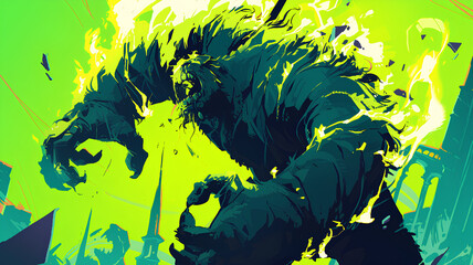 illustration of a scary Green big Monster Ogre