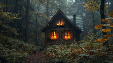 Small Cabin Surrounded by Forest