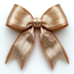 Elegant satin bow with decorative trim isolated on white - 757295905