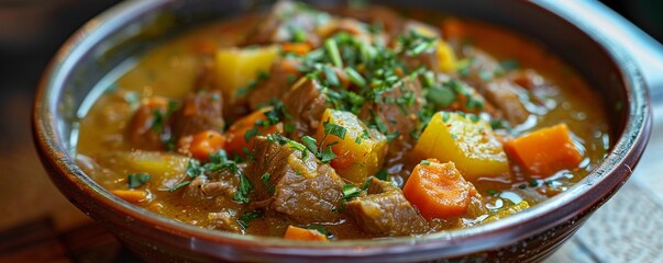 Hearty Massaman Curry with chunks of carrot and tender meat