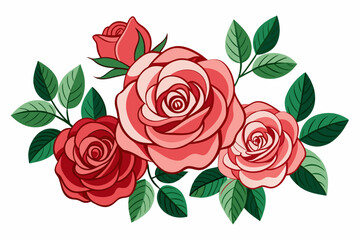 bunch of roses vector art