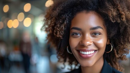 Woman Smiling With Curly Hair