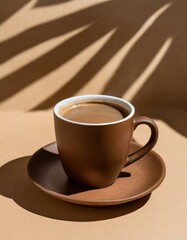 cup of coffee on beige studio background social media image