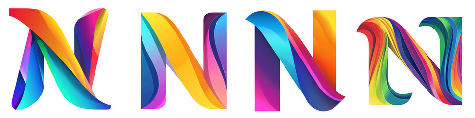 Obraz premium Letter N with colorful gradients, Logo design, alphabet, isolated on a transparent background