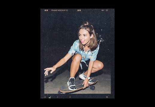 Analog Film Frame Photo Effect Mockup Template Retro Texture Vintage