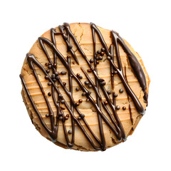 Single cookie top view isolated on transparent background