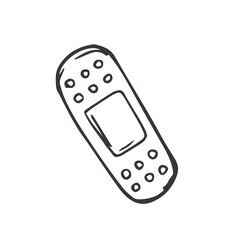 Adhesive plaster hand drawn outline doodle icon. Adhesive bandage as medical first aid concept vector sketch illustration for print, web, mobile and infographics isolated on white background.