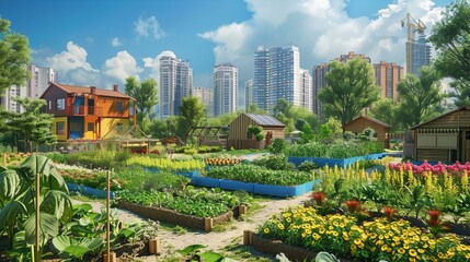 Fototapeta premium garden with flowers and trees