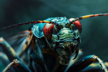 extreme closeup of a scary insect - obrazy, fototapety, plakaty