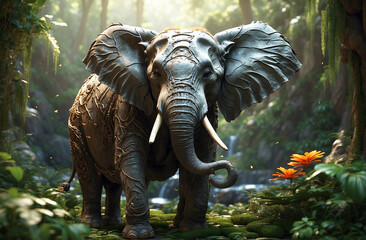 Fototapeta premium Elephant in the Jungle
